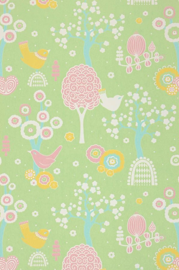 Tapete Körsbärsdalen Hellgelbgrün 1 Tapete Körsbärsdalen Hellgelbgrün