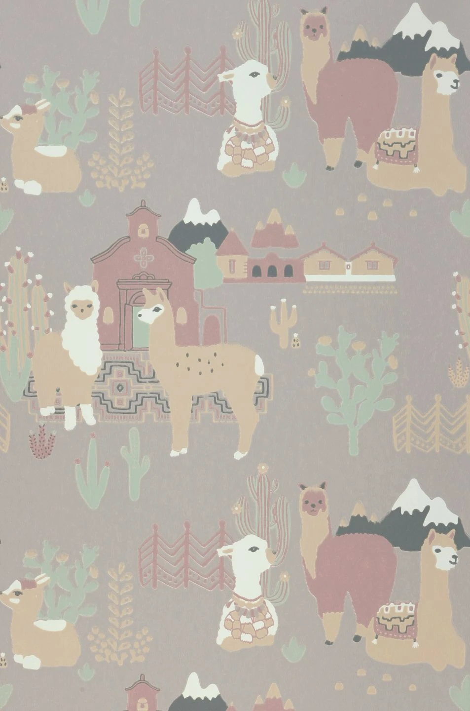 Tapete Lama Village Grauviolett 2 Tapete Lama Village Grauviolett – Bild 2