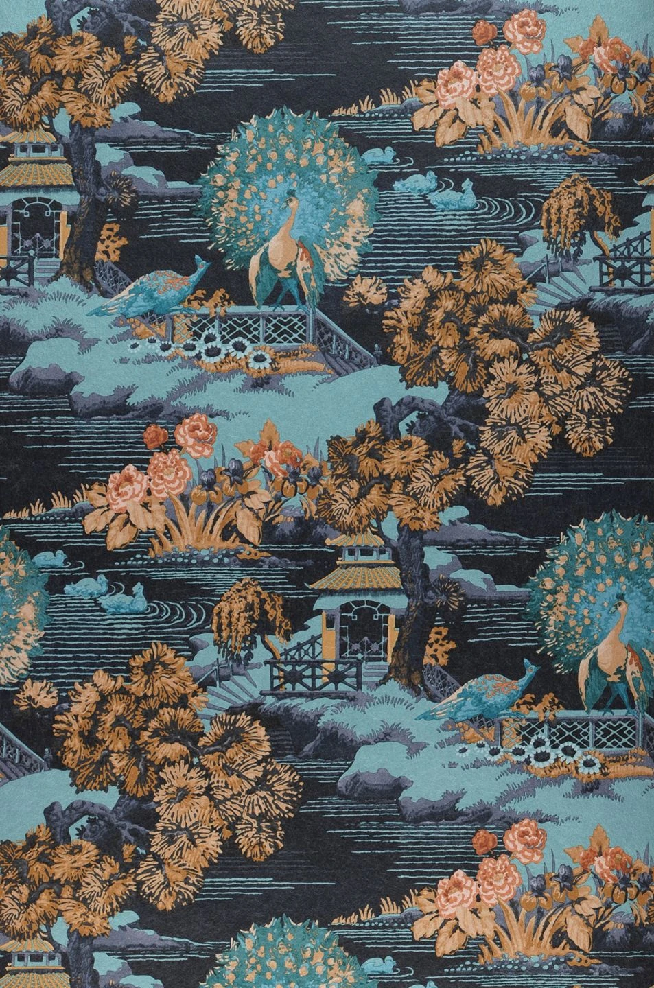 Tapete Surimono Wasserblau 2 Tapete Surimono Wasserblau – Bild 2