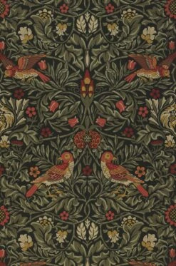 Tapete Morris Birds Schwarzgrün
