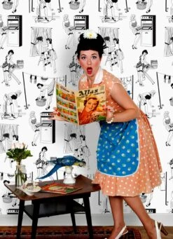 Tapete 50's Housewives Schwarz -Tapetengeschäft 50s Housewives K 355101 2880x1440