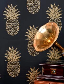 Tapete Ananas Schwarz