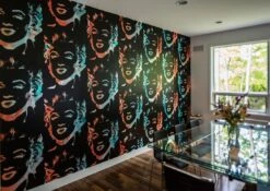 Tapete Andy Warhol - Marilyn Wasserblau Metallic -Tapetengeschäft Andy Warhol Marilyn A 320242 2880x1440