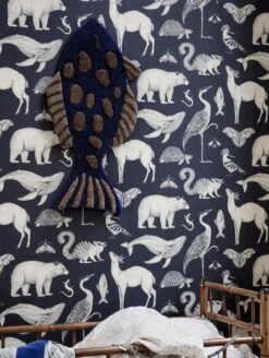 Ferm LIVING Tapete Animal Graublau -Tapetengeschäft Animal C 420261 2880x1440