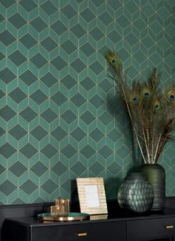 Tapete Barite Dunkelgrün Schimmer 7 Tapete Barite Dunkelgrün Schimmer -Tapetengeschäft Barite B 864423 2880x1440