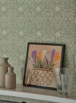 Tapete Borage Hellgrüngrau -Tapetengeschäft Borage C 463281 2880x1440