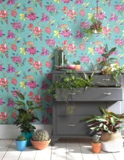 Tapete Candice Pastelltürkis -Tapetengeschäft Candice B 103244 2880x1440