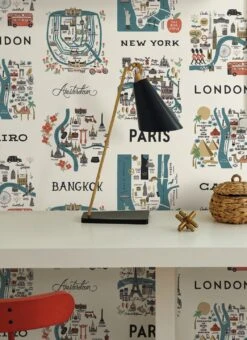 Tapete City Maps Mintgrau