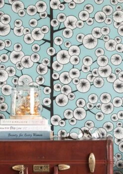 Tapete Cotton Tree Pastelltürkis