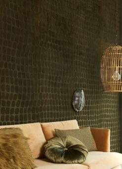 Tapete Croco Velvet Olivgrün -Tapetengeschäft Croco Velvet B 821913 2880x1440