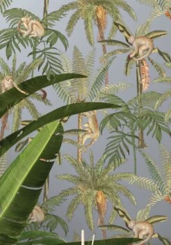 Tapete Greenery Silber Schimmer