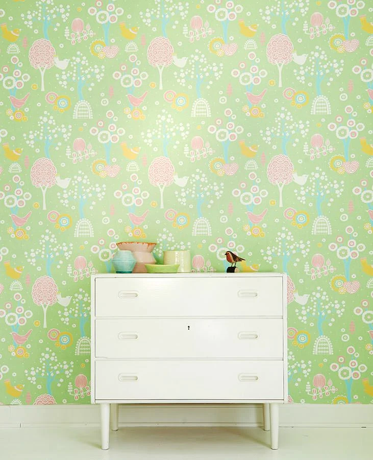 Tapete Körsbärsdalen Hellgelbgrün 2 Tapete Körsbärsdalen Hellgelbgrün – Bild 2