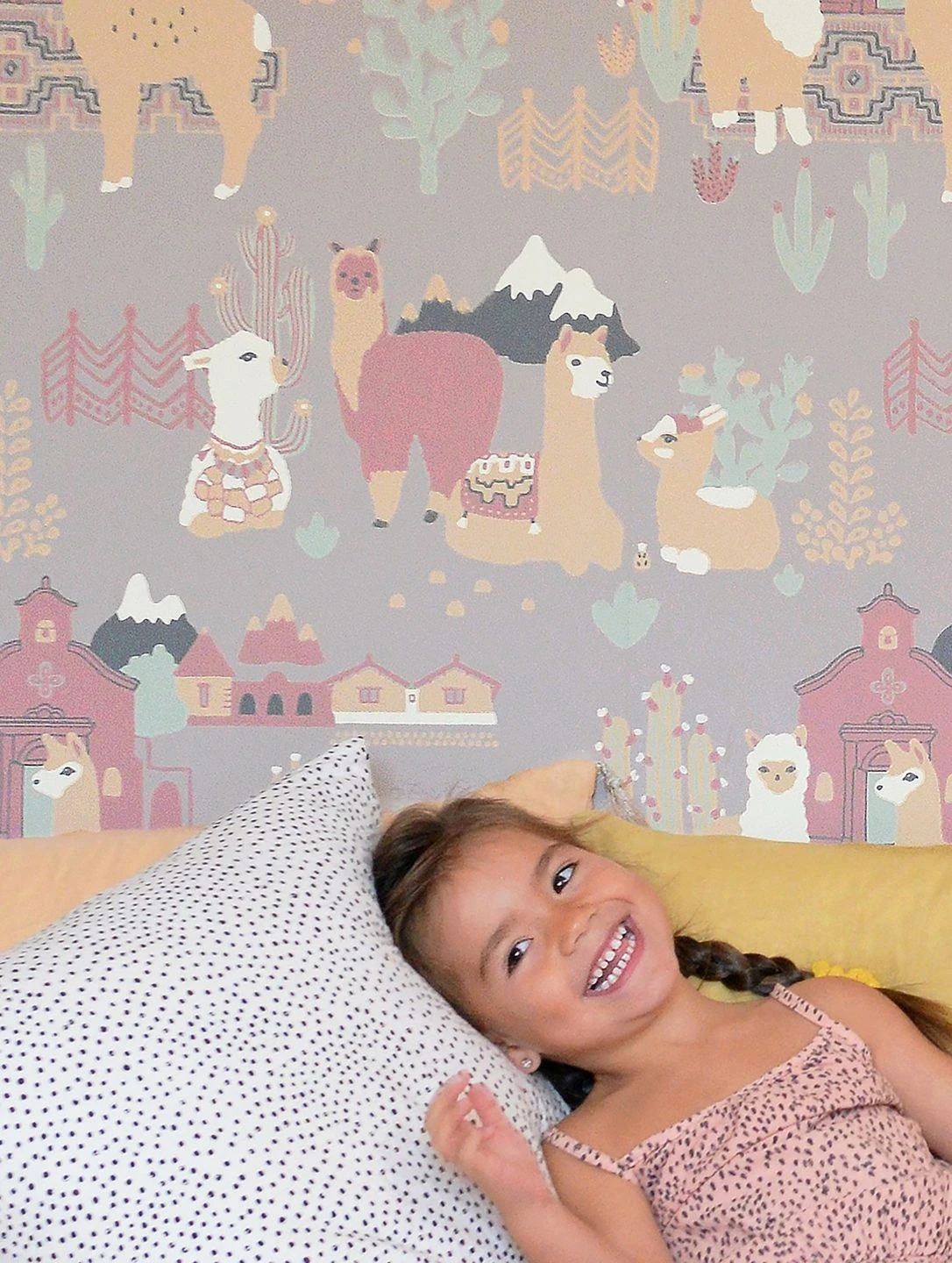 Tapete Lama Village Grauviolett 1 Tapete Lama Village Grauviolett