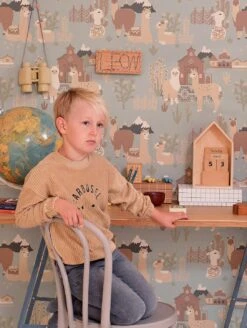 Tapete Lama Village Pastellgraublau -Tapetengeschäft Lama Village C 389363 2880x1440