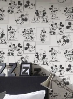 Tapete Mickey Sketches Weiss