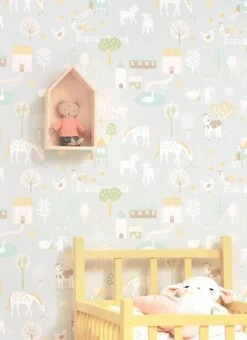 Tapete My Farm Weissgrau -Tapetengeschäft My Farm C 389322 2880x1440