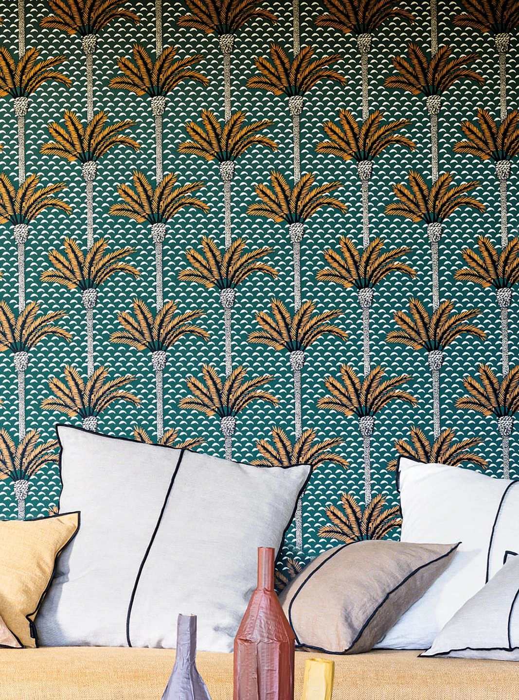 Tapete Palm Luxe Blaugrün 1 Tapete Palm Luxe Blaugrün