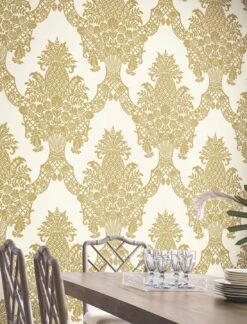 Tapete Pineapple Damask Perlgold -Tapetengeschäft Pineapple Damask B 790412 2880x1440