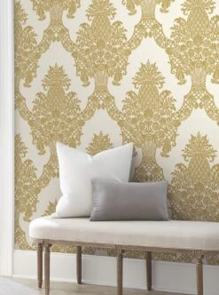 Tapete Pineapple Damask Perlgold -Tapetengeschäft Pineapple Damask C 790412 2880x1440