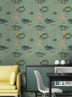 Wandbild Poissons Schilfgrün -Tapetengeschäft Poissons B 725071 2880x1440