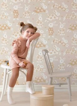 Tapete Rabbit Party Hellgraubeige -Tapetengeschäft Rabbit Party D 389391 2880x1440