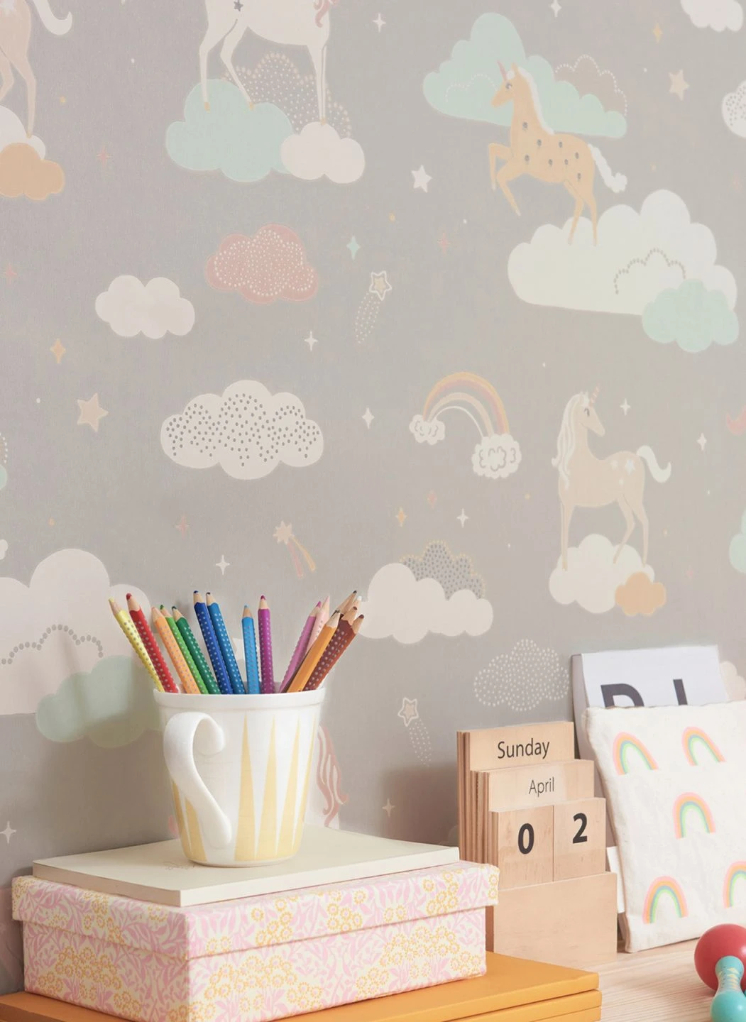 Tapete Rainbow Treasures Moosgrau 1 Tapete Rainbow Treasures Moosgrau