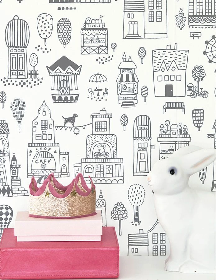 Tapete Small Town Weiss 1 Tapete Small Town Weiss