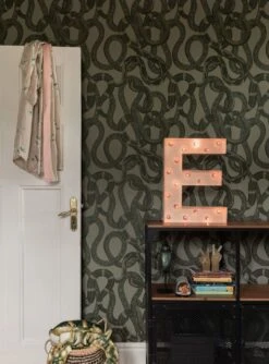 Tapete Snake Peek Moosgrau -Tapetengeschäft Snake Peek G 341112 2880x1440