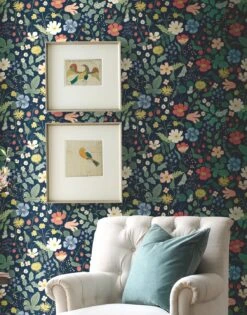 Tapete Strawberry Garden Stahlblau -Tapetengeschäft Strawberry Garden B 790503 2880x1440