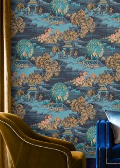 Tapete Surimono Wasserblau