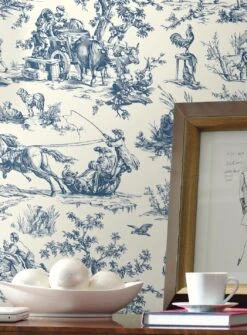 Tapete Toile De Jouy Blau