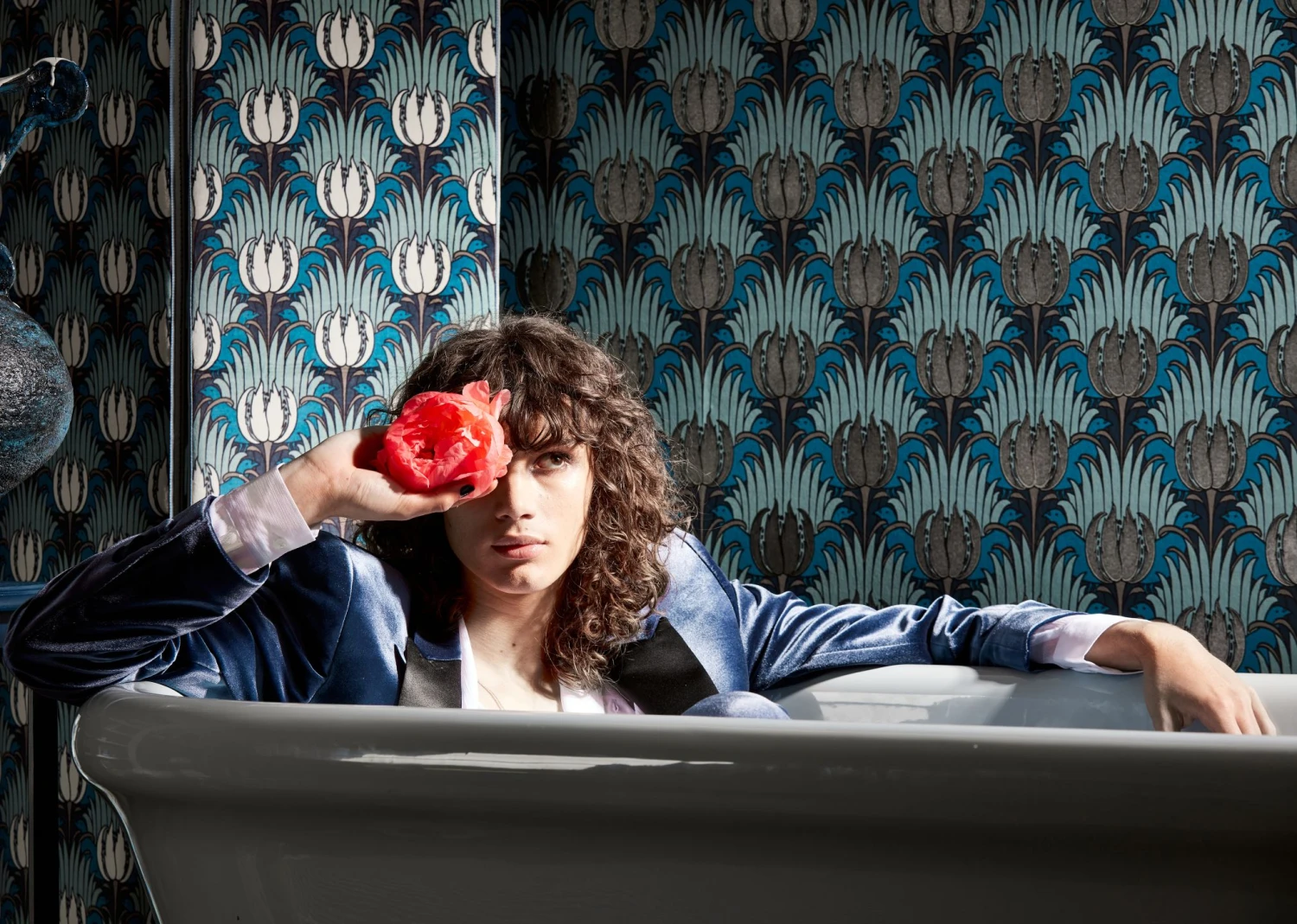 Tapete Tulip And Bird Graublau 4 Tapete Tulip And Bird Graublau – Bild 4