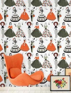 Tapete Vintage Dress Rotorange -Tapetengeschäft Vintage Dress A 355191 2880x1440