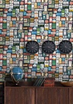 Tapete Vintage Air Travel Graublau -Tapetengeschäft Vintage air travel B 835252 2880x1440