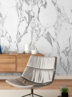 Wandbild White Marble Grauweiss