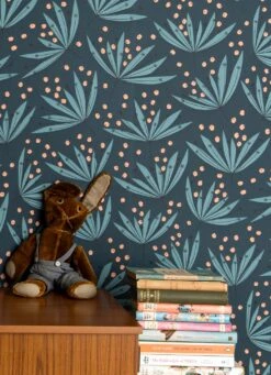 Tapete Wildflower Ozeanblau